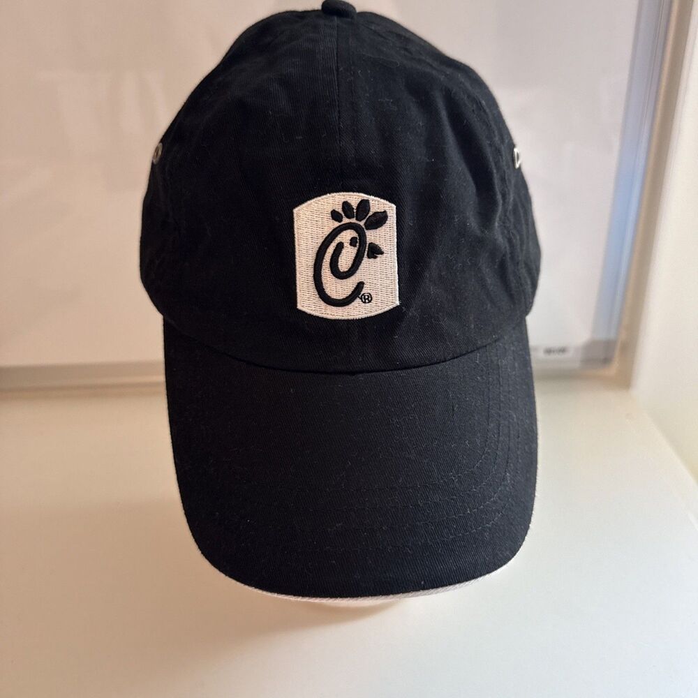 Chick Fil A Team Member Black Hat Cap Adjustable White Logo